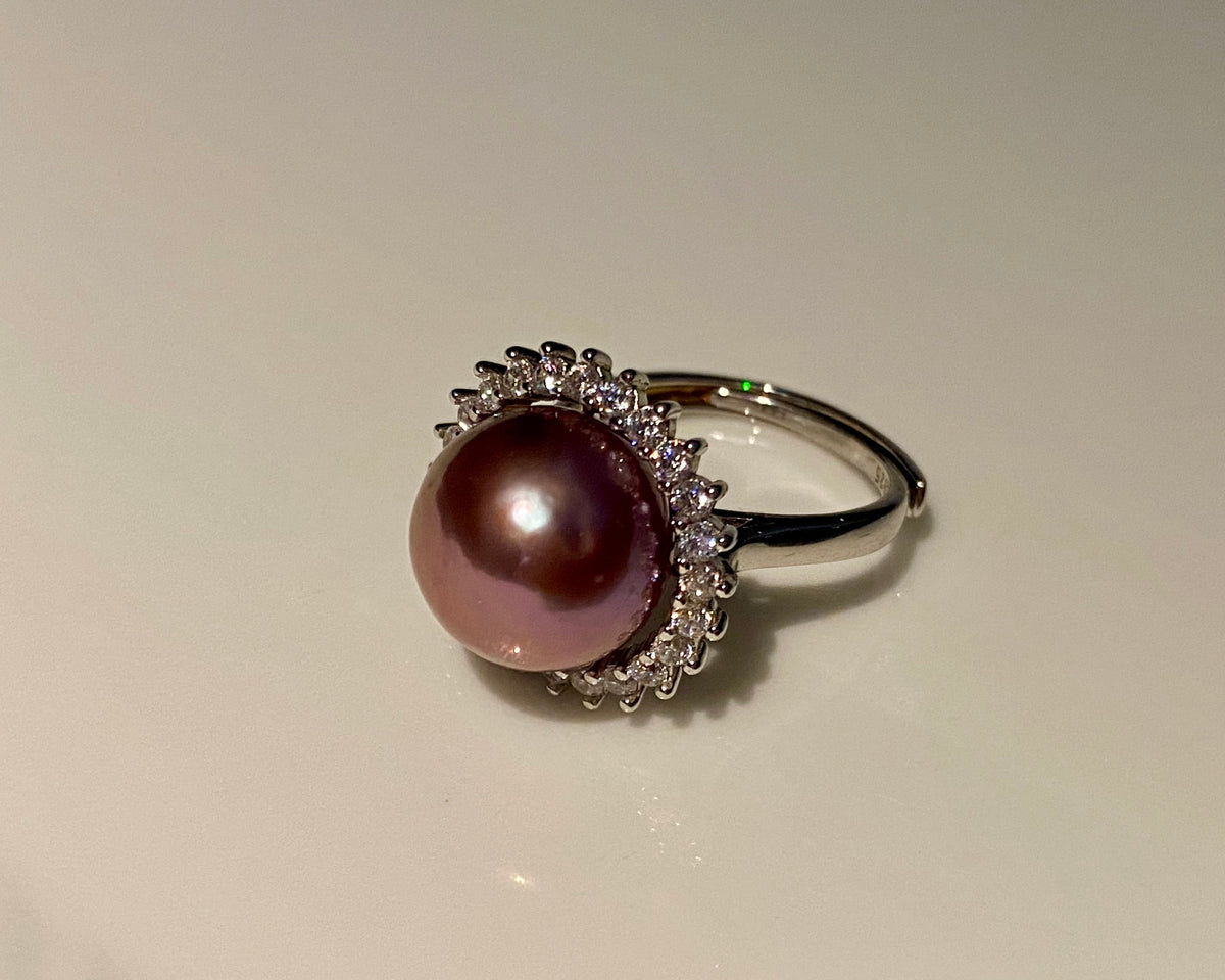 【Copper Purple】12MM/S925 Silver/Sunflower Design/Adjustable Ring