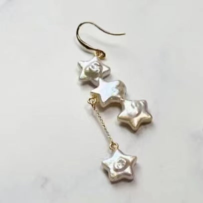【Star Lover】 Twinkling Star (3 Star Shape Freshwater Pearls)